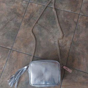 Brand New VS silver metallic chain link crossbody bag
